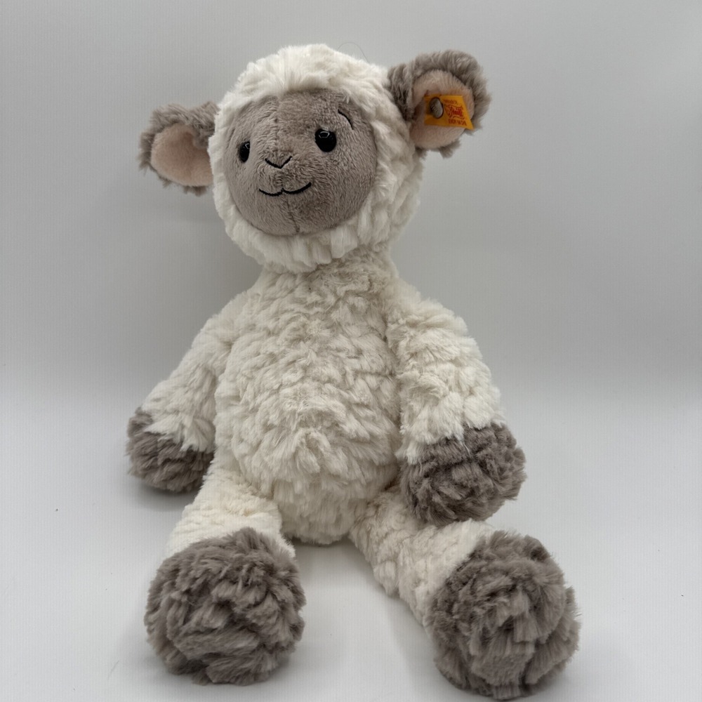 Steiff Lita Lamb Plush Soft Cuddly Friends Button in Ear White Gray Sh